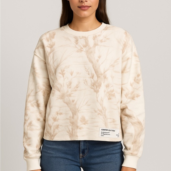Comfrt Tops - Comfrt Cream Graphic Sweatshirt XL
